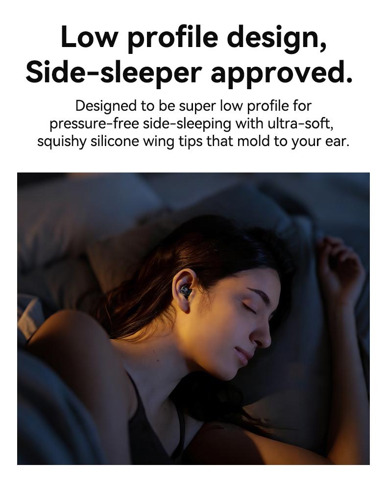 HTC NE76 Bluetooth 6.0 Wireless Earbuds - Mini Invisible Flat-Head Noise-Canceling Headset, Noise Isolation, No Ear Pressure for Side Sleepers, Travel-Friendly, Audio Electronic Phone Accessories with Batteries