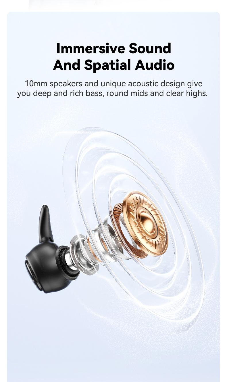 HTC NE76 Bluetooth 6.0 Wireless Earbuds - Mini Invisible Flat-Head Noise-Canceling Headset, Noise Isolation, No Ear Pressure for Side Sleepers, Travel-Friendly, Audio Electronic Phone Accessories with Batteries