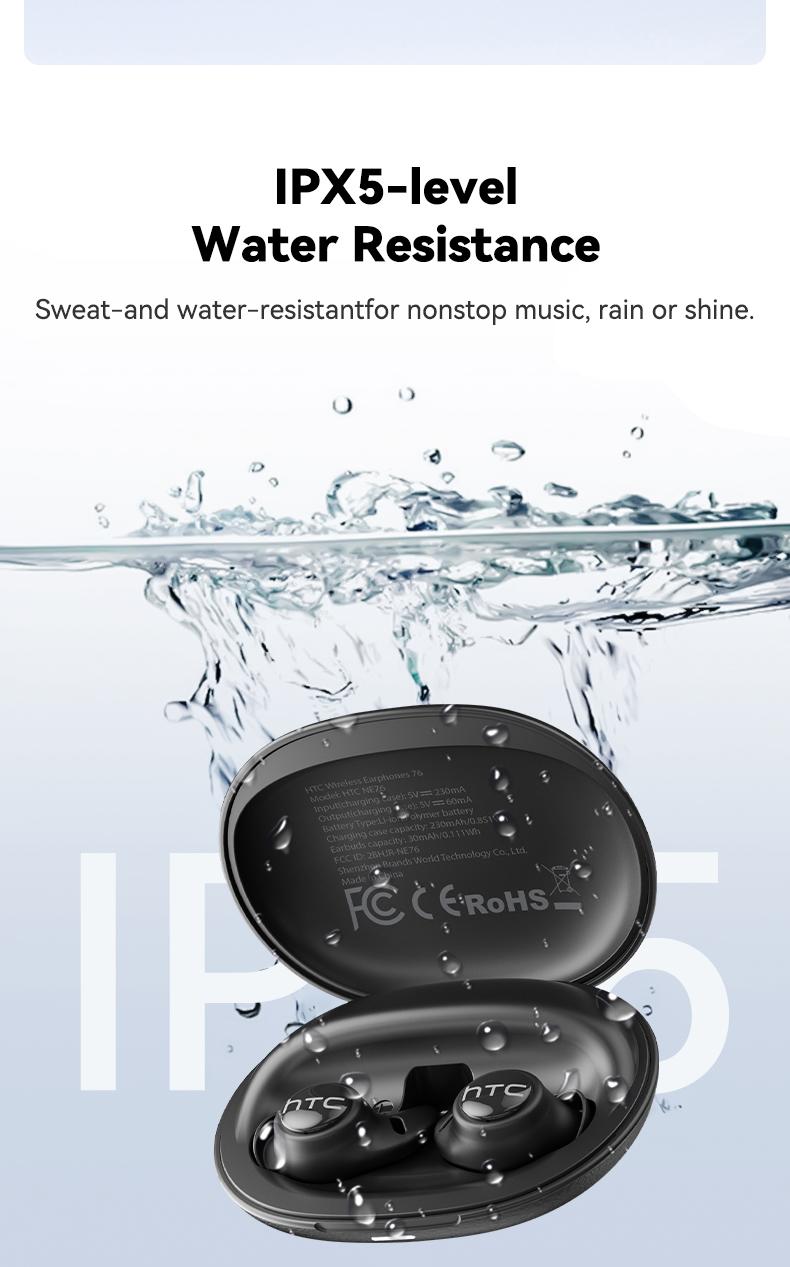 HTC NE76 Bluetooth 6.0 Wireless Earbuds - Mini Invisible Flat-Head Noise-Canceling Headset, Noise Isolation, No Ear Pressure for Side Sleepers, Travel-Friendly, Audio Electronic Phone Accessories with Batteries