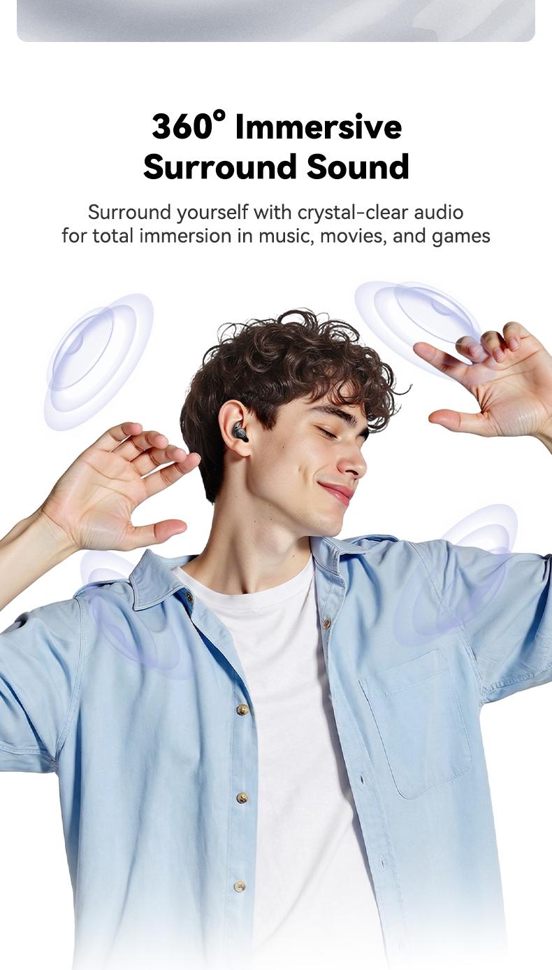 HTC NE76 Bluetooth 6.0 Wireless Earbuds - Mini Invisible Flat-Head Noise-Canceling Headset, Noise Isolation, No Ear Pressure for Side Sleepers, Travel-Friendly, Audio Electronic Phone Accessories with Batteries